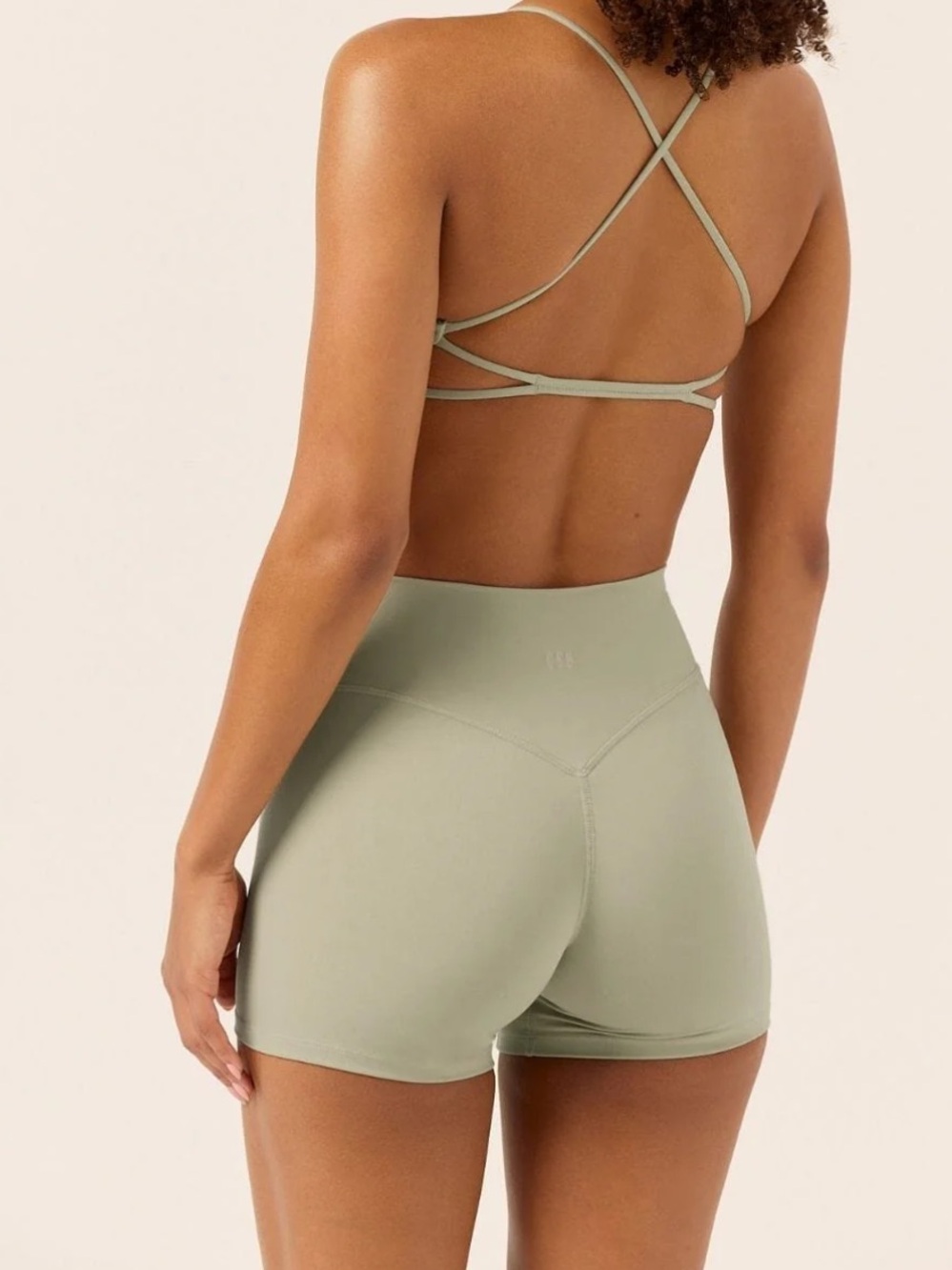 NWOT CROP SHOP BOUTIQUE CSB Serenity Invisible Scrunch Shorts 4" - Sage - Small